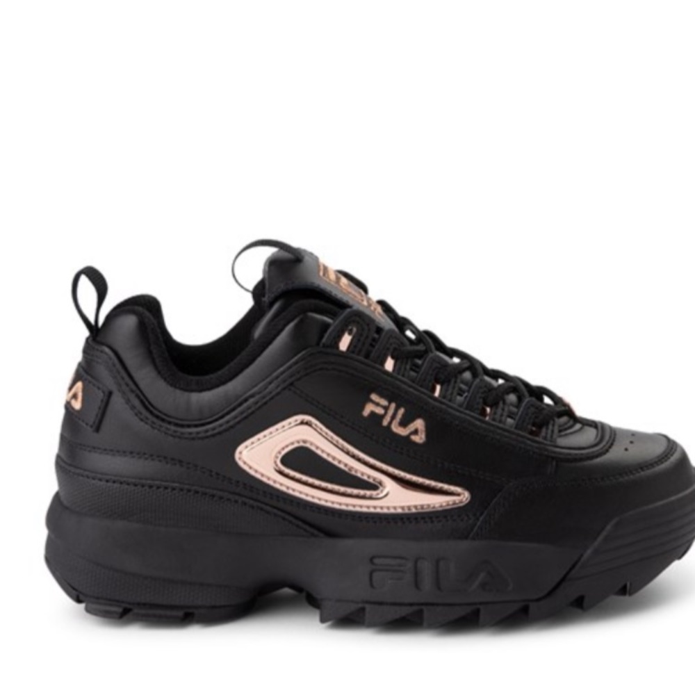 Fila Black/ Rose gold Disruptors 2 shoes